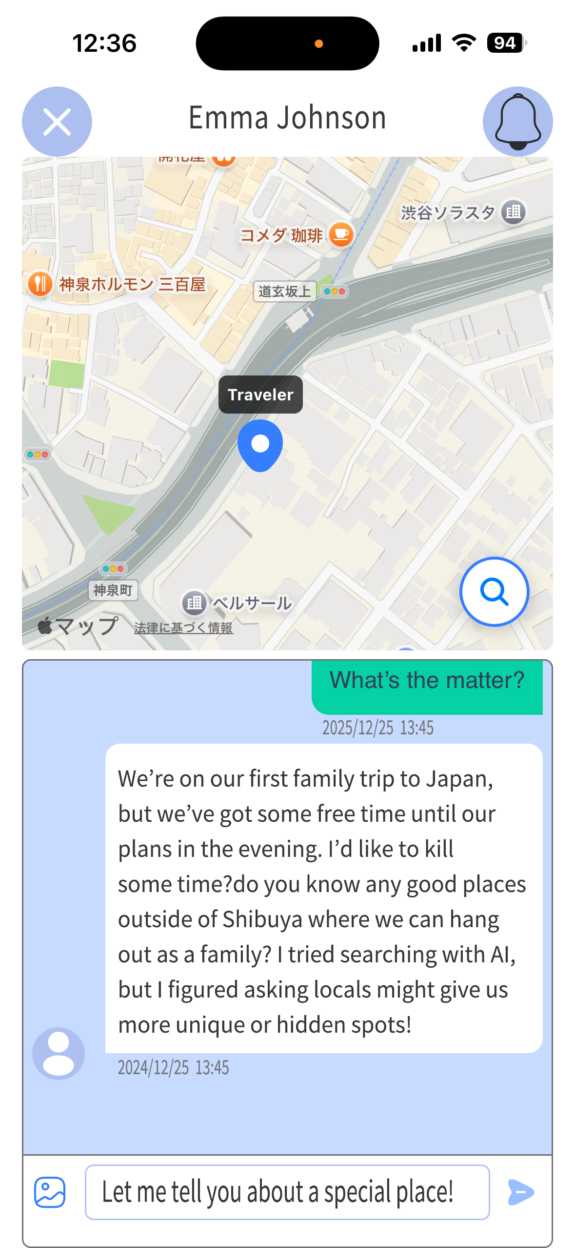 Capture d'écran du chat